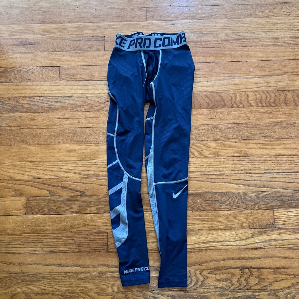 Nike Kids Navy and Gray Pro Combat Leggings